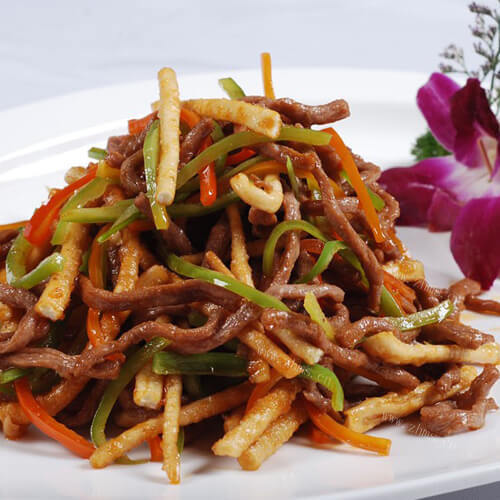 家常银芽炒鸡丝