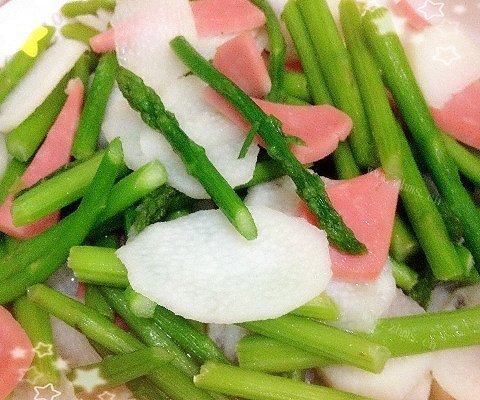 山药芦笋炒方腿