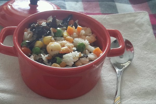 虾仁木耳丝饭