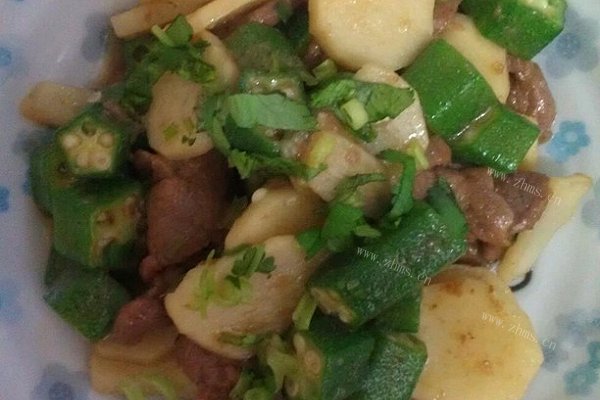 秋葵山药炒牛肉片