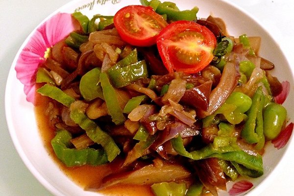 素三鲜   洋葱茄子青椒