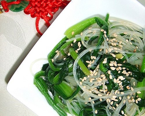 上班族的晚餐也美好-凉拌菠菜粉丝