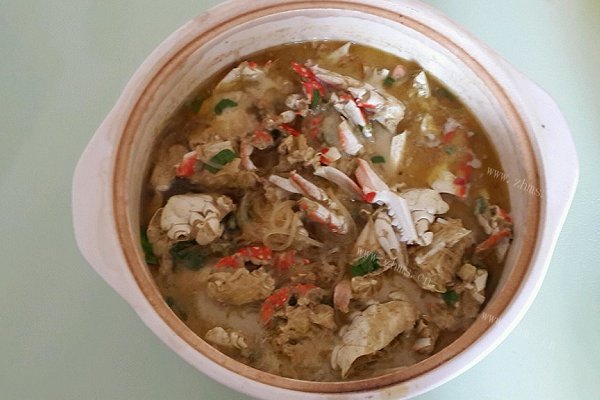 青咖喱白蟹粉丝煲