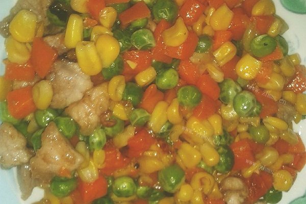 家常玉米豌豆炒肉丁
