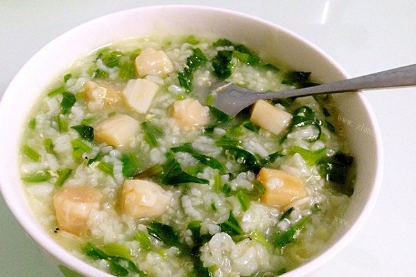 菠菜干贝粥