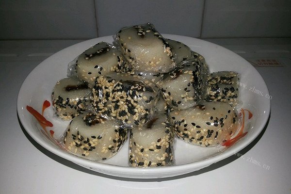 自制面包机版芝麻豆馅年糕