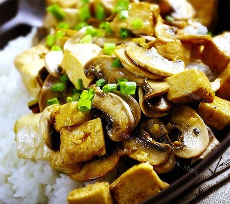 自制口蘑豆腐饭