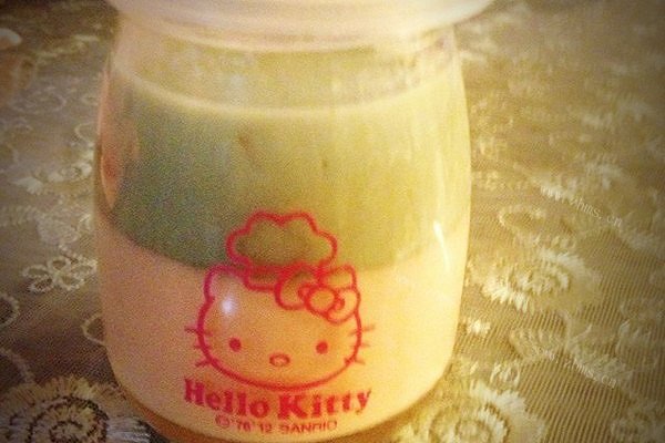自制抹茶杏子双拼布丁