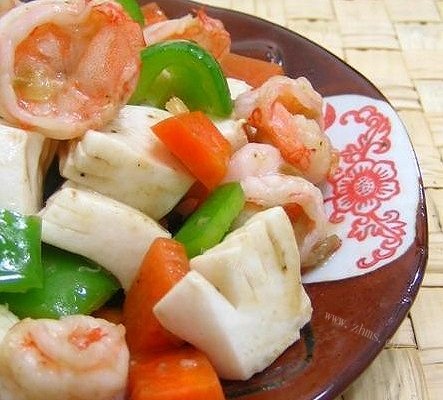 家庭版虾球炒魔芋