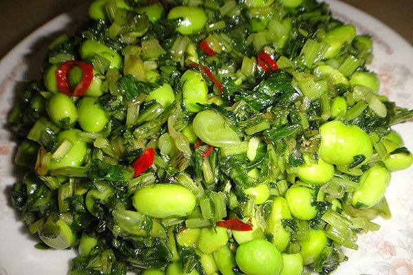 咸菜炒毛豆