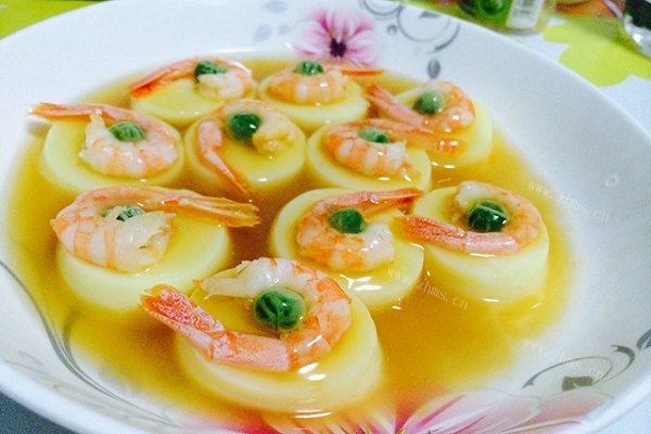 美味营养的日本豆腐蒸虾仁