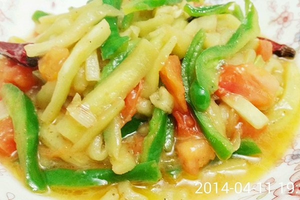 家常青椒茄丝