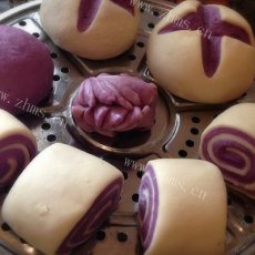 自制紫薯开花馒头、花卷