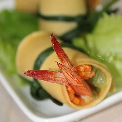 通菜梗鲜虾卷