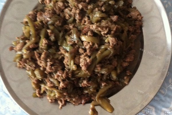 茄子炒牛肉沫