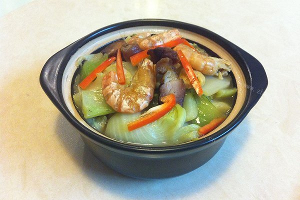 虾干腊肉芥菜煲