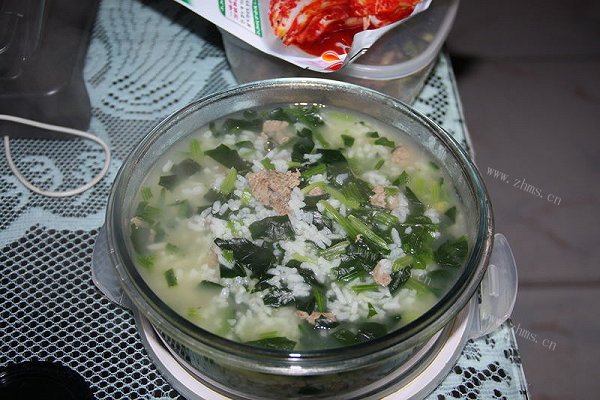 家常猪肝菠菜粥