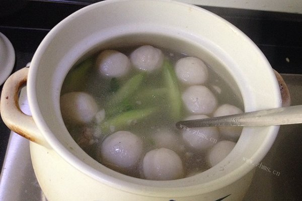 家常青瓜肉碎鱼丸汤