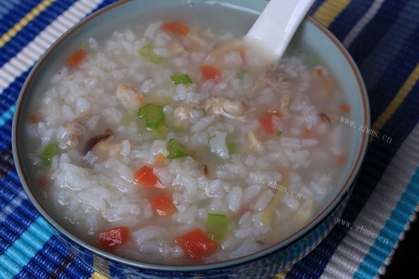 家常香菇鸡丝蔬菜粥