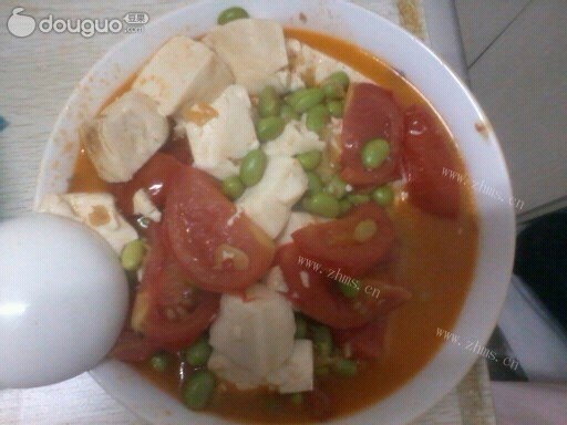 番茄毛豆豆腐汤