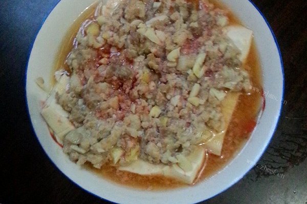 蒜蓉肉末蒸水豆腐
