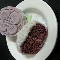 自制紫薯核桃冰皮月饼