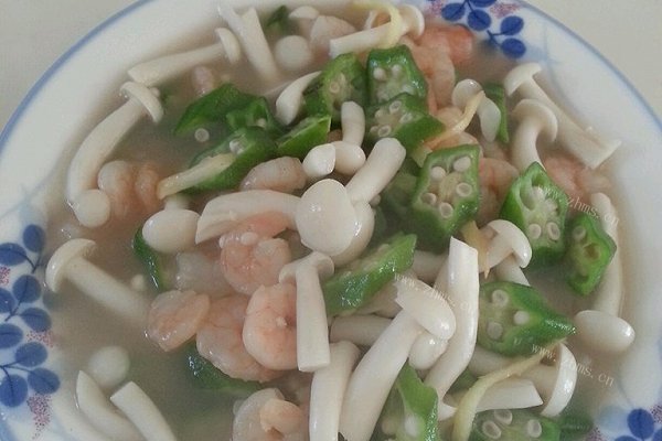 秋葵白玉菇炒虾仁