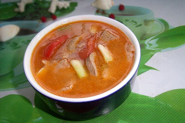 番茄蒜头猪肝汤