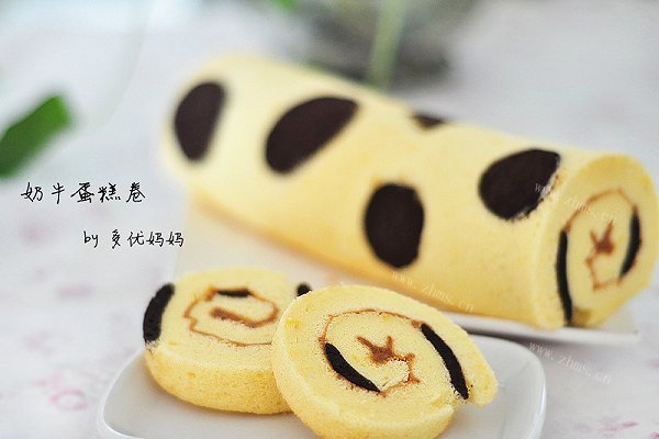 自制奶牛蛋糕卷 附擀面杖卷蛋糕卷方法
