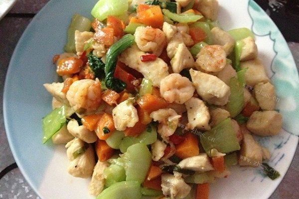 美味鸡丁炒虾球