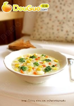 健康的蔬菜玉米麦片粥