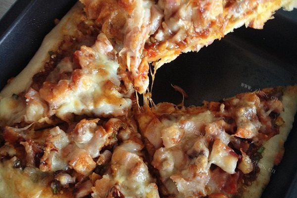 自制蒜香奥尔良烤鸡方pizza
