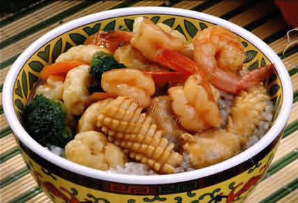 自制海鲜拌饭