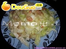 美味的粉丝虾米炒椰菜