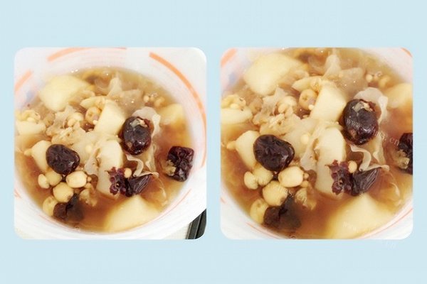 美味蜂蜜银耳莲子薏米雪梨糖水