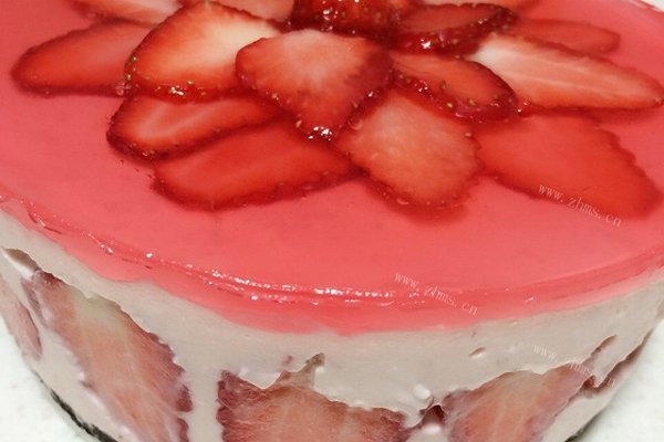 免烤草莓冻芝士蛋糕（简单易学版）