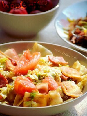 培根西红柿炒圆白菜豆干