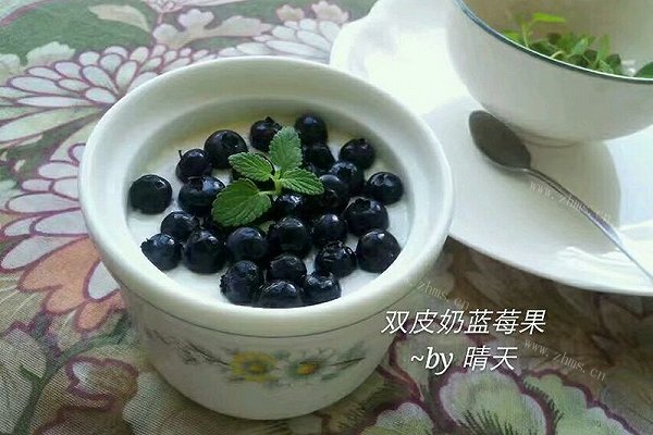 家常版双皮奶蓝莓果