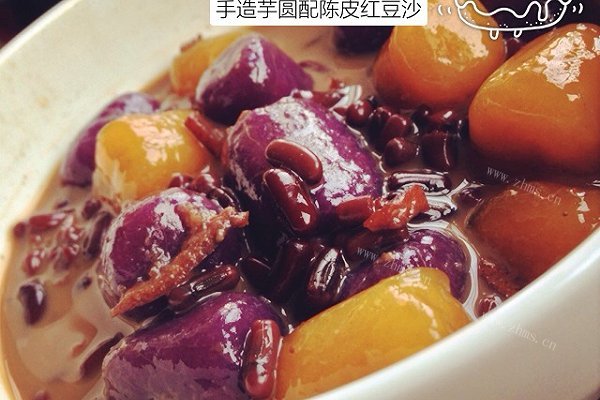 手造芋圆配陈皮红豆沙