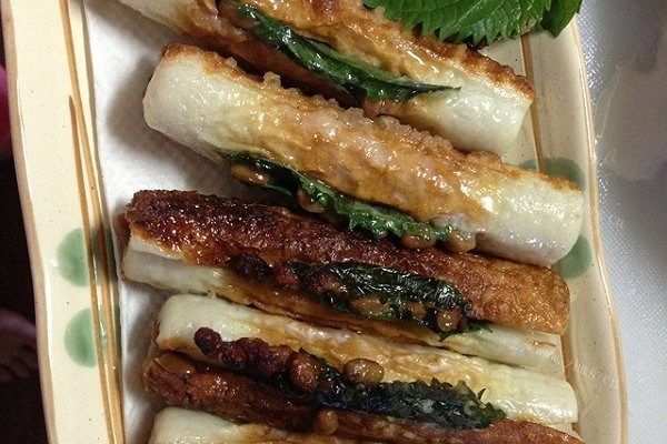 日式鱼竹轮夹纳豆天妇罗