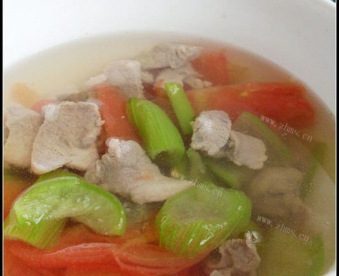 番茄丝瓜肉片汤