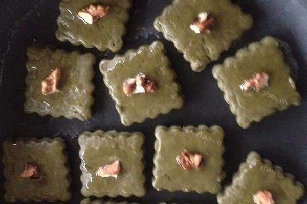 平底锅版抹茶蜂蜜核桃饼干