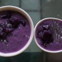 家常紫薯椰汁西米羮