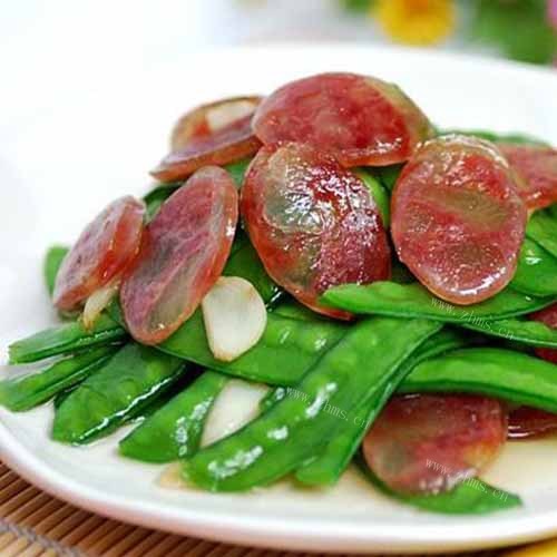 「自创」荷兰豆炒腊肠