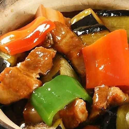 家常的卤肉火文茄子