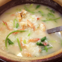青菜砂锅虾粥