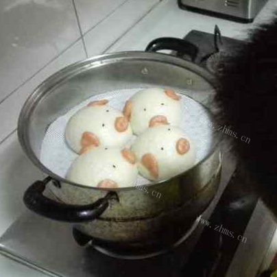 可爱小猪头奶黄包做法图解20)