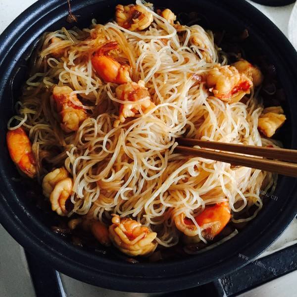 金银虾粉丝煲