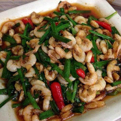 简易版-韭菜炒河虾