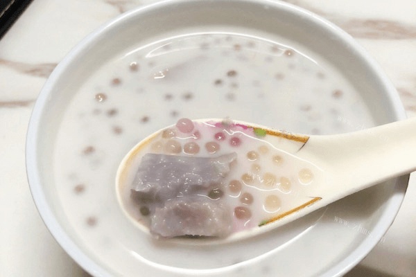 椰汁香芋西米露做法图解5)